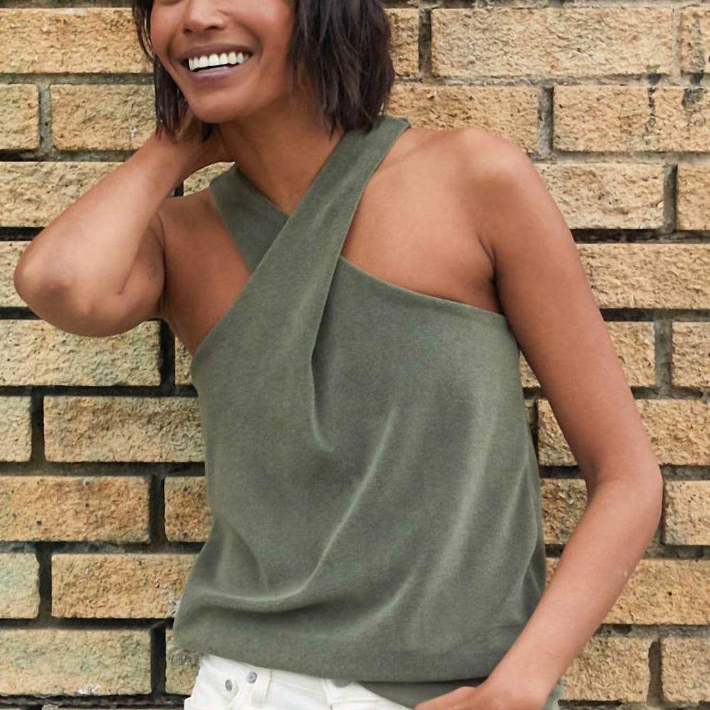 Outerknown Green Asymmetrical Tank Top